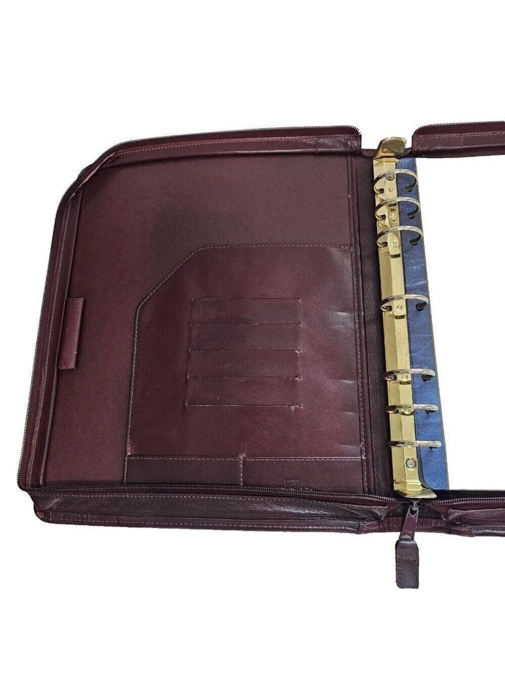 Franklin Quest Leather 7 Ring Binder Burgundy Organizer Dividers Card Holders - Picture 5 of 16